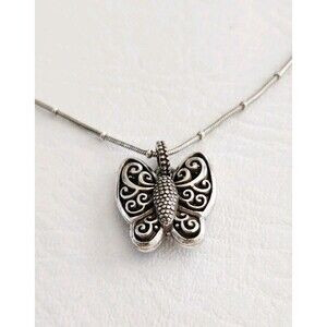 Brighton Bali ULUWATU BUTTERFLY Etched Silver Necklace